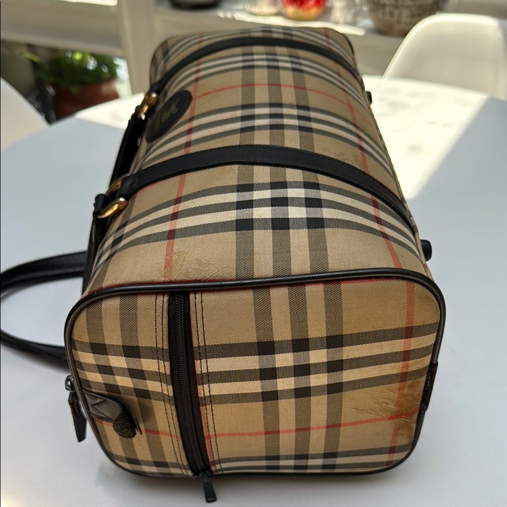 Authentic Burberry Horse Nova Check Leather & Canvas Large Boston Bag - Picture 5 of 15